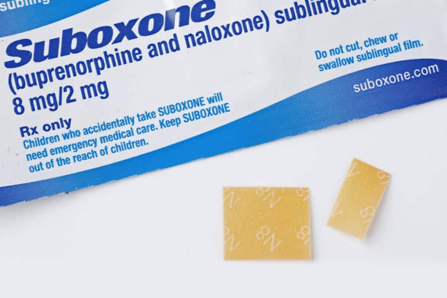 Suboxone strips next to the Suboxone box